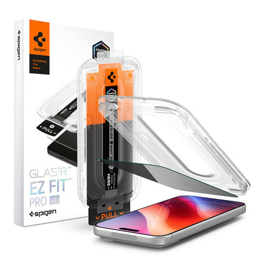Privacy Screen Protector Spigen GlastR EZ FIT Pro HD voor Apple iPhone 18 Pro Max, Gehard Glas, Full Glue AGL12034