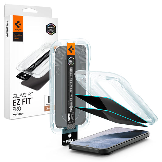 Privacy Screen Protector Spigen GlastR EZ FIT Pro voor Google Pixel 11 Pro XL, Gehard Glas, Volledige Lijm, Set van 2 stuks AGL11486