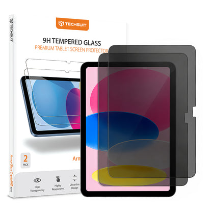 Privacy Screen Protector Techsuit ArmorGlass CrystalHD voor Apple iPad (2025) / (2022), Gehard Glas, Volledige Lijm, Set van 2 stuks