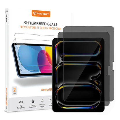 Privacy Screen Protector Techsuit ArmorGlass CrystalHD voor Apple iPad Air 13 (2026), Gehard Glas, Volledige Lijm, Set van 2 stuks