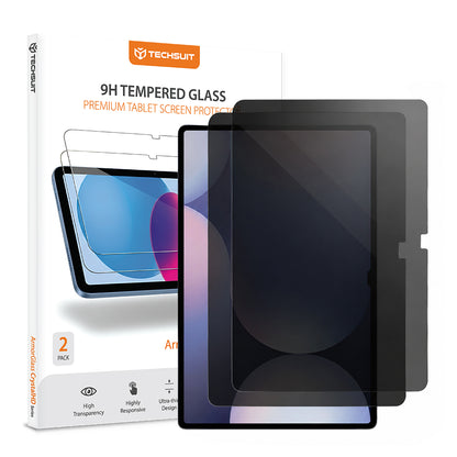 Privacy Screen Protector Techsuit ArmorGlass CrystalHD voor Samsung Galaxy Tab S10+ / Tab S9 FE+, Gehard Glas, Volledige Lijm, Set van 2 stuks