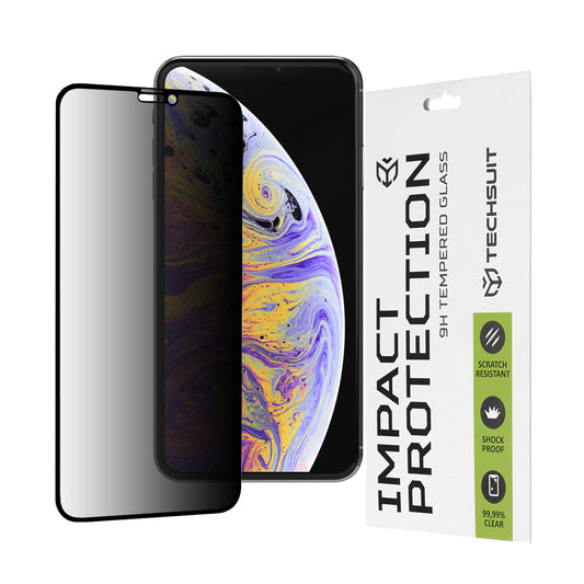 Privacy Techsuit schermbeschermfolie voor Apple iPhone 11 Pro Max / XS Max, gehard glas, full glue, 111D