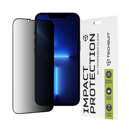 Privacy Techsuit schermbeschermfolie voor Apple iPhone 14 Plus / 13 Pro Max, gehard glas, full glue, 111D