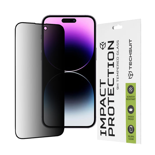 Privacy Techsuit schermbeschermfolie voor Apple iPhone 14 Pro Max, gehard glas, full glue, 111D
