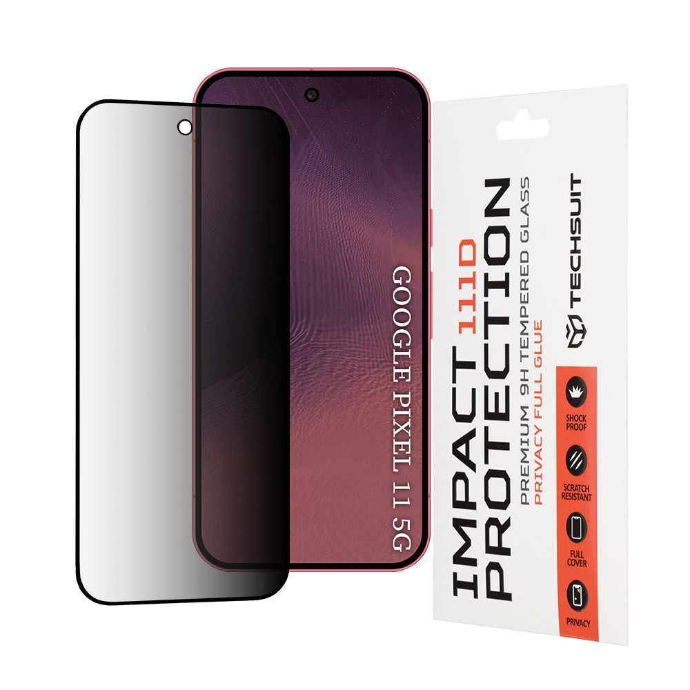 Privacy Techsuit schermbeschermfolie voor Google Pixel 11 Pro / 11, gehard glas, full glue, 111D