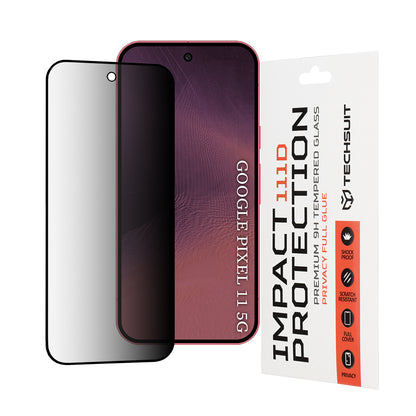 Privacy Techsuit schermbeschermfolie voor Google Pixel 11 Pro / 11, gehard glas, full glue, 111D