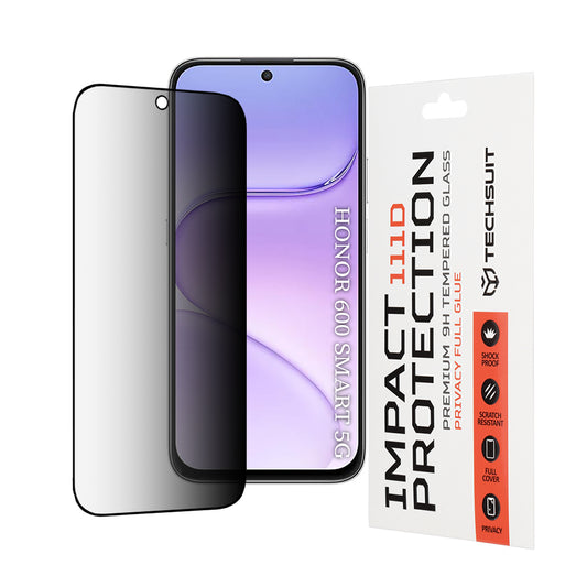 Privacy Techsuit schermbeschermfolie voor Honor 600 Smart, gehard glas, volledige lijm, 111D