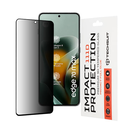 Privacy Techsuit schermbeschermfolie voor Motorola Edge 70 Max, gehard glas, volledige lijm, 111D
