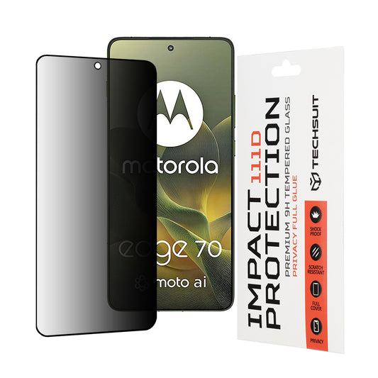 Beschermfolie Privacy Techsuit voor Motorola Edge 70, Gehard Glas, Volledige Lijm, 111D