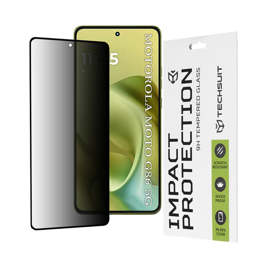Privacy Techsuit schermbeschermfolie voor Motorola Moto G86, gehard glas, full glue, 111D