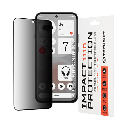 Privacy Techsuit schermbeschermfolie voor Nothing Phone (4b), gehard glas, volledige lijm, 111D