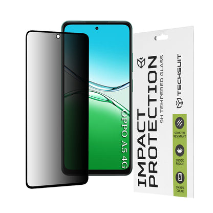 Privacy Techsuit schermbeschermfolie voor Oppo A5 4G, gehard glas, full glue, 111D