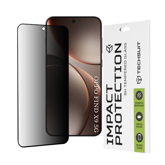 Privacy Techsuit schermbeschermfolie voor Oppo Find X9, Gehard Glas, Volledige Lijm, 111D