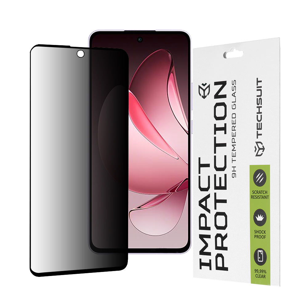 Privacy Techsuit schermbeschermfolie voor Oppo Reno13 FS 5G / Reno13 F 4G / Reno13 F, gehard glas, volledige lijm, 111D