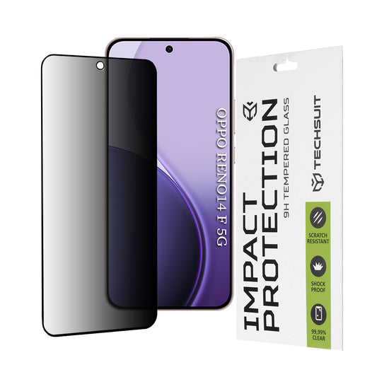 Privacy Techsuit schermbeschermfolie voor Oppo Reno14 FS 5G / Reno14 F, gehard glas, volledige lijm, 111D