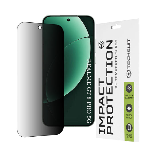 Beschermfolie Privacy Techsuit voor Realme GT 8 Pro, Gehard Glas, Volledige Lijm, 111D
