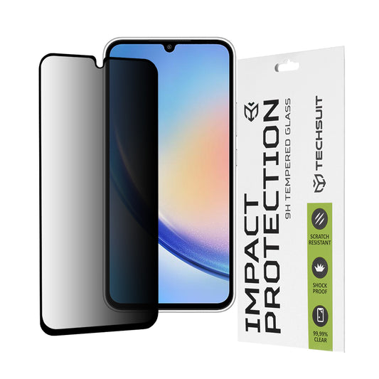 Privacy Techsuit schermbeschermfolie voor Samsung Galaxy A34 A346, gehard glas, volledige lijm, 111D