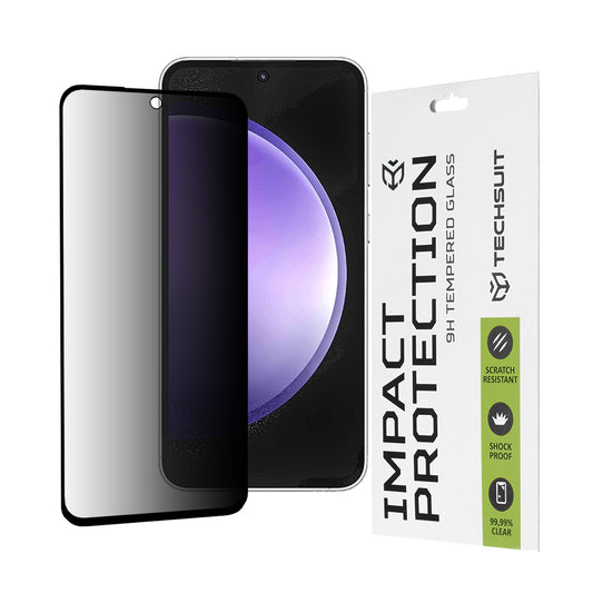 Privacy Techsuit schermbeschermfolie voor Samsung Galaxy S23 FE S711, gehard glas, volledige lijm, 111D