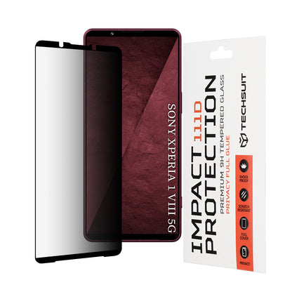 Privacy Techsuit schermbeschermfolie voor Sony Xperia 1 VIII, gehard glas, full glue, 111D