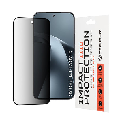 Privacy Techsuit schermbeschermfolie voor Xiaomi 17T Pro, gehard glas, full glue, 111D