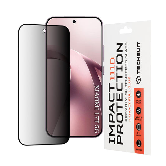 Privacy Techsuit schermbeschermfolie voor Xiaomi 17T, gehard glas, volledige lijm, 111D