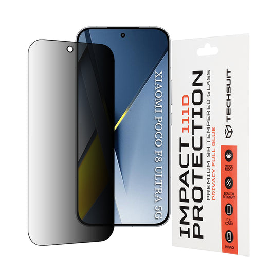 Beschermfolie Privacy Techsuit voor Xiaomi Poco F8 Ultra, Gehard Glas, Volledige Lijm, 111D