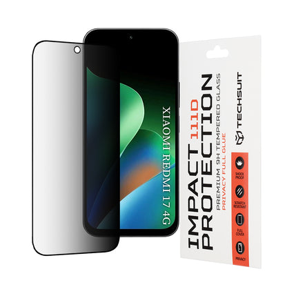 Privacy Techsuit schermbeschermfolie voor Xiaomi Redmi 17 5G / 17 4G, gehard glas, volledige lijm, 111D