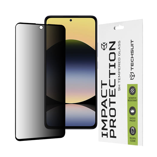 Privacy Techsuit schermbeschermfolie voor Xiaomi Redmi Note 14 4G (Regionaal) / Note 14 5G, gehard glas, volledige lijm, 111D