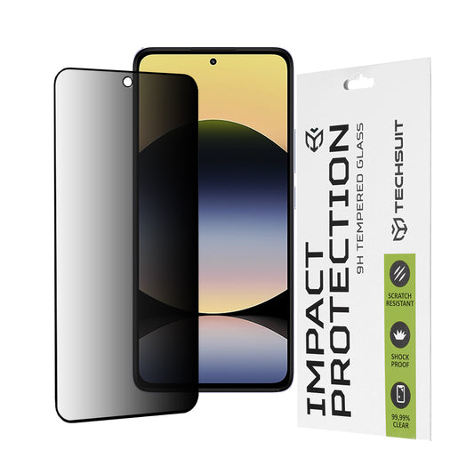 Privacy Techsuit schermbeschermfolie voor Xiaomi Redmi Note 14 4G (Standaard), gehard glas, volledige lijm, 111D