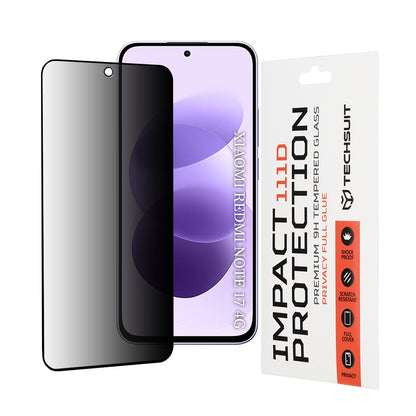 Techsuit Privacy-schermbeschermer voor Xiaomi Redmi Note 17 4G / Note 17 5G, gehard glas, Full Glue, 111D