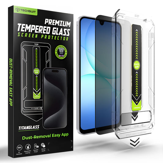 Privacy schermbeschermfolie Techsuit TitanGlass CrystalHD voor Samsung Galaxy A17 5G / A16 5G A166, Veilig glas, Volledige lijm