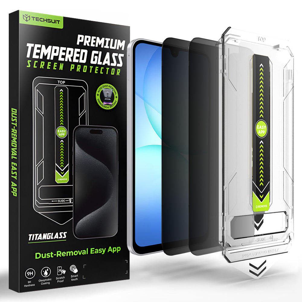 Privacy Screen Protector Techsuit TitanGlass CrystalHD voor Samsung Galaxy A17 5G / A16 5G A166, Gehard Glas, Volledige Lijm, Set van 2 stuks