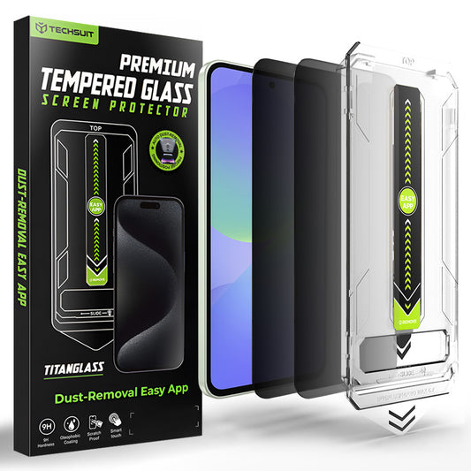 Privacy schermbeschermfolie Techsuit TitanGlass CrystalHD voor Samsung Galaxy A37 5G / A36 A366, Gehard Glas, Volledige Lijm, Set van 2 stuks