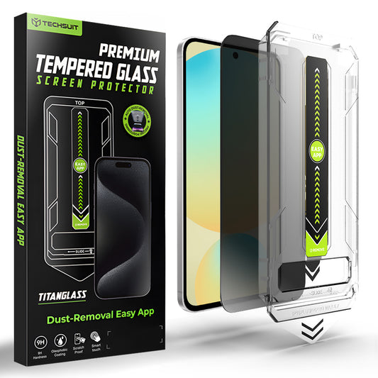 Privacy schermbeschermfolie Techsuit TitanGlass CrystalHD voor Samsung Galaxy S24 FE S721, Gehard glas, Volledige lijmlaag