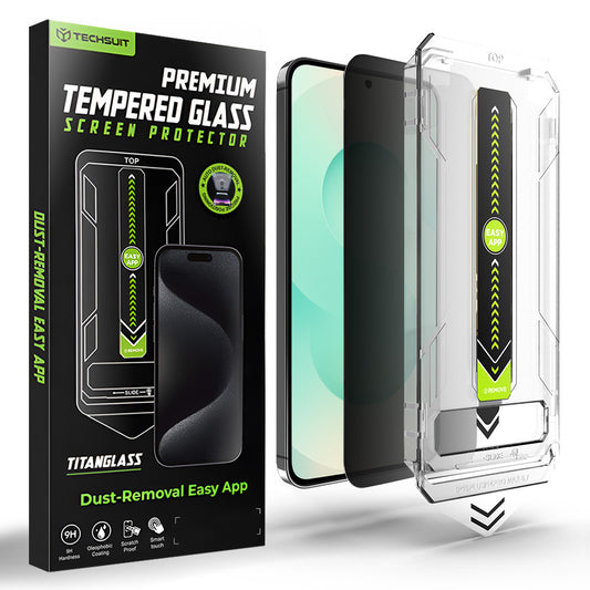 Screen Protector Privacy Techsuit TitanGlass CrystalHD for Samsung Galaxy S26 Plus, Tempered Glass, Full Glue