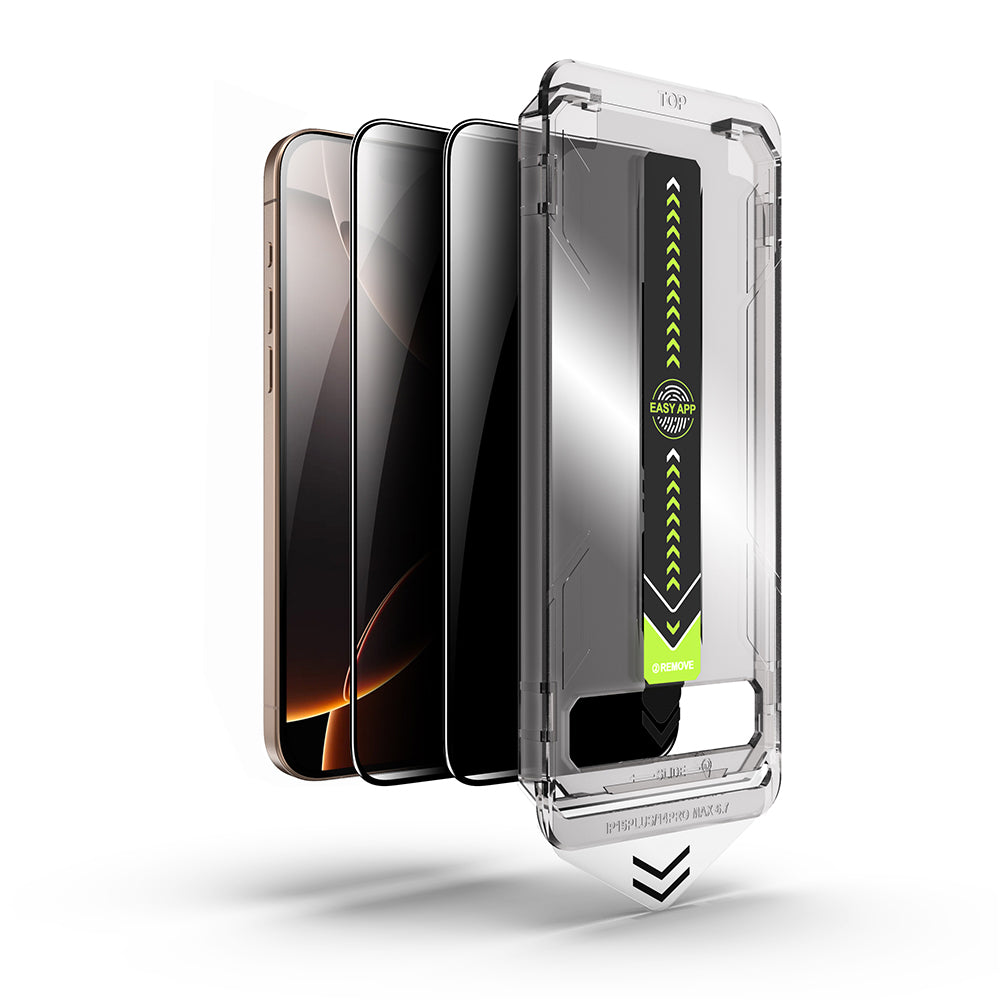 Privacy Techsuit TitanGlass schermbeschermfolie voor Apple iPhone 15 Pro Max, gehard glas, full glue, set van 2 stuks