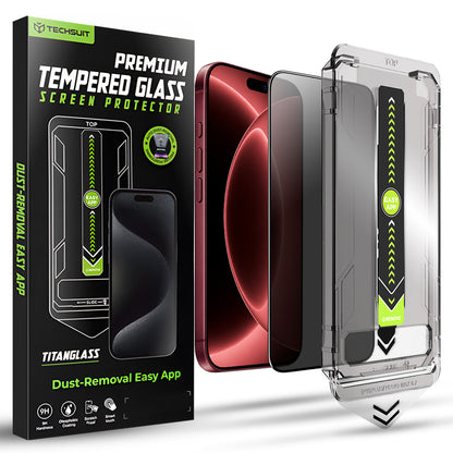 Privacy Techsuit TitanGlass schermbeschermfolie voor Apple iPhone 18 Pro Max, gehard glas, volledige lijm