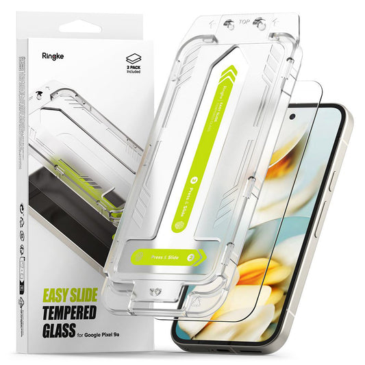 Ringke Easy Slide schermbeschermfolie voor Google Pixel 9a, gehard glas, volledige lijm, set van 2 stuks