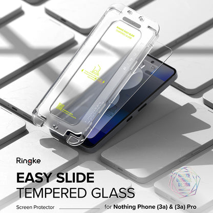Ringke Easy Slide schermbeschermfolie voor Nothing Phone (3a) / Phone (3a) Pro, gehard glas, full glue, set van 2 stuks