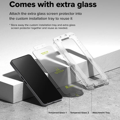 Ringke Easy Slide schermbeschermfolie voor Nothing Phone (3a) / Phone (3a) Pro, gehard glas, full glue, set van 2 stuks