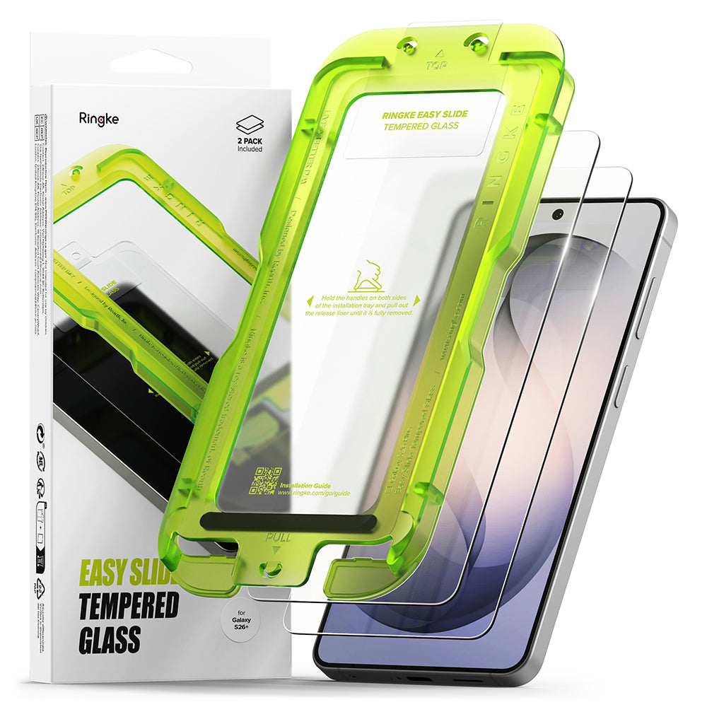 Beschermfolie Ringke Easy Slide voor Samsung Galaxy S26 Plus, Gehard Glas, Volledige Lijm, Set van 2 Stuks