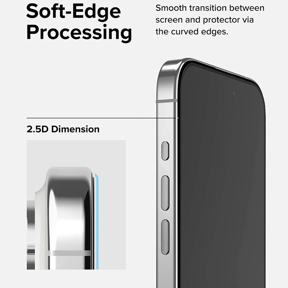 Ringke schermbeschermfolie voor Apple iPhone 15 Pro Max, gehard glas, volledige lijm, zwart