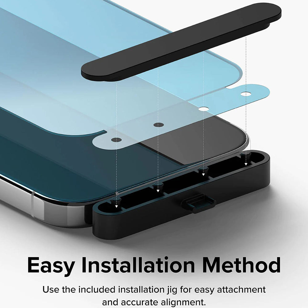 Ringke schermbeschermfolie voor Apple iPhone 15 Pro Max, gehard glas, volledige lijm, zwart