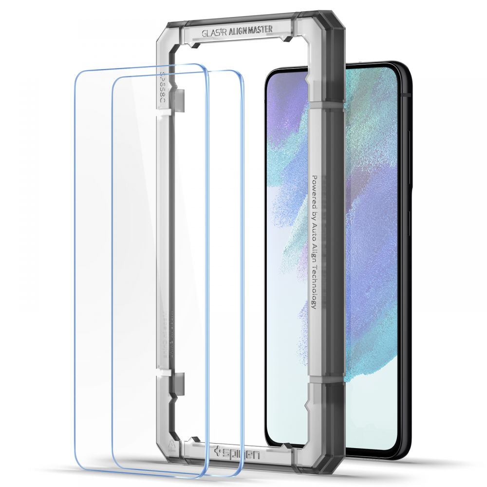 Schermbeveiligingsfolie Spigen GlastR Align Master voor Samsung Galaxy S21 FE 5G G990, Gehard Glas, Volledige Lijm, Set van 2 stuks AGL03088