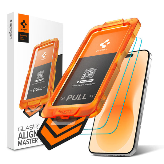 Spigen GlastR AlignMaster S Screen Protector for Apple iPhone 18 Pro Max / 17 Pro Max, Tempered Glass, Full Glue, Set of 2 pieces AGL10101