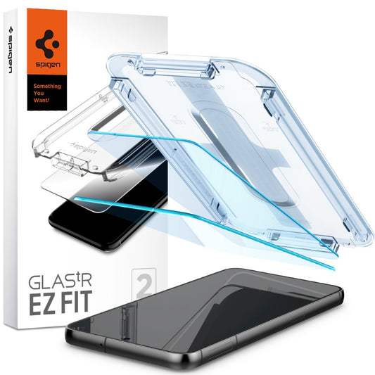Beschermfolie Scherm Spigen GlastR EZ FIT voor Samsung Galaxy S23 S911, Gehard Glas, Volledige Lijm, Set van 2 stuks AGL05958