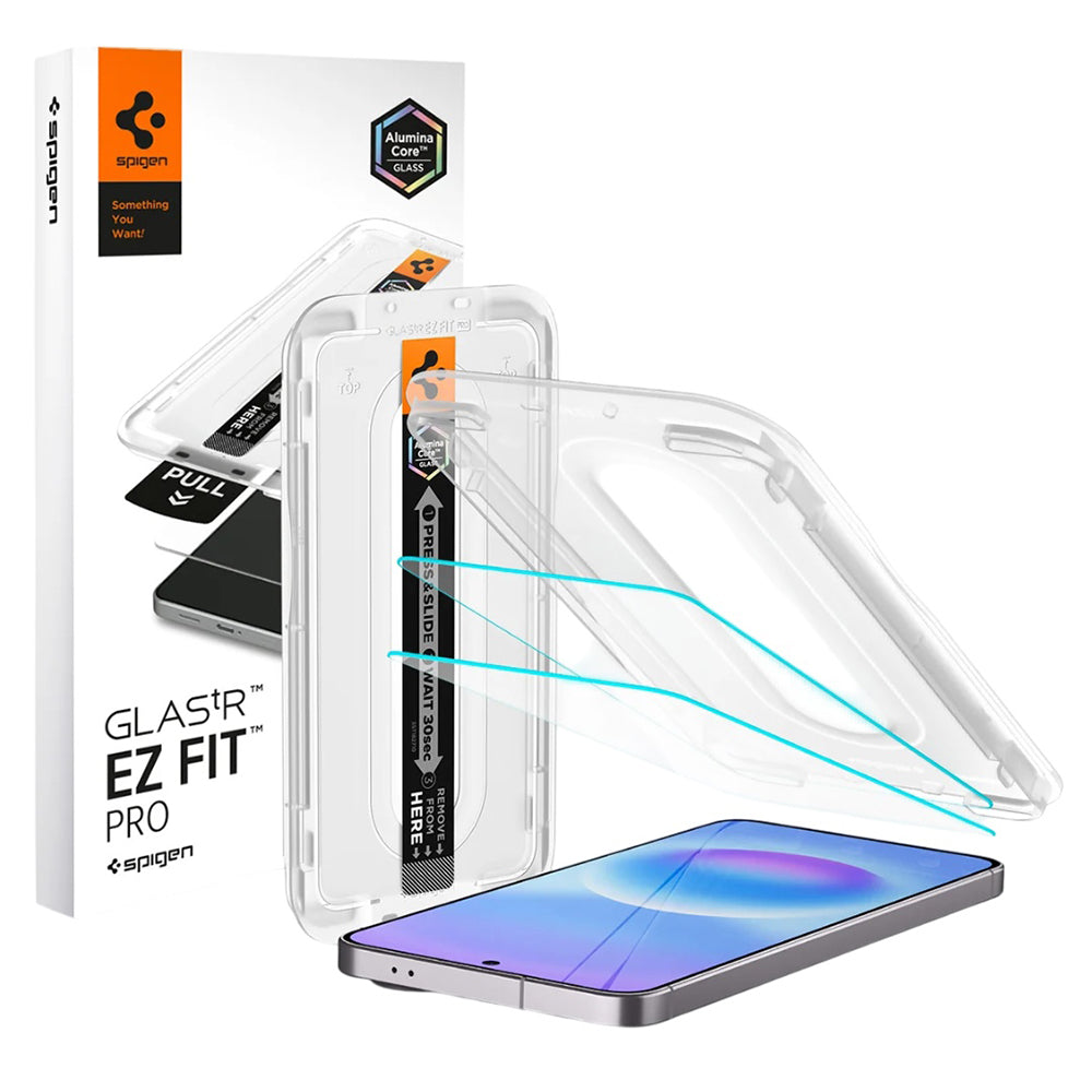 Beschermfolie Spigen GlastR EZ FIT Pro HD voor Samsung Galaxy A57 5G, Gehard Glas, Volledige Lijm, Set van 2 stuks AGL11397