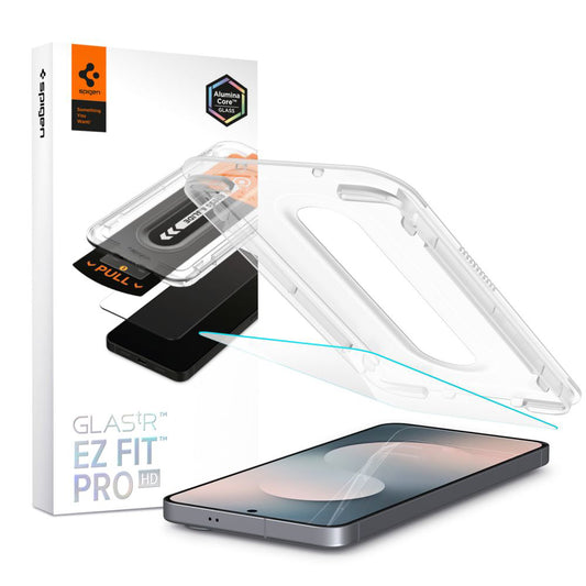 Beschermfolie Scherm Spigen GlastR EZ FIT Pro HD voor Samsung Galaxy S25 FE, Gehard Glas, Volledige Lijm