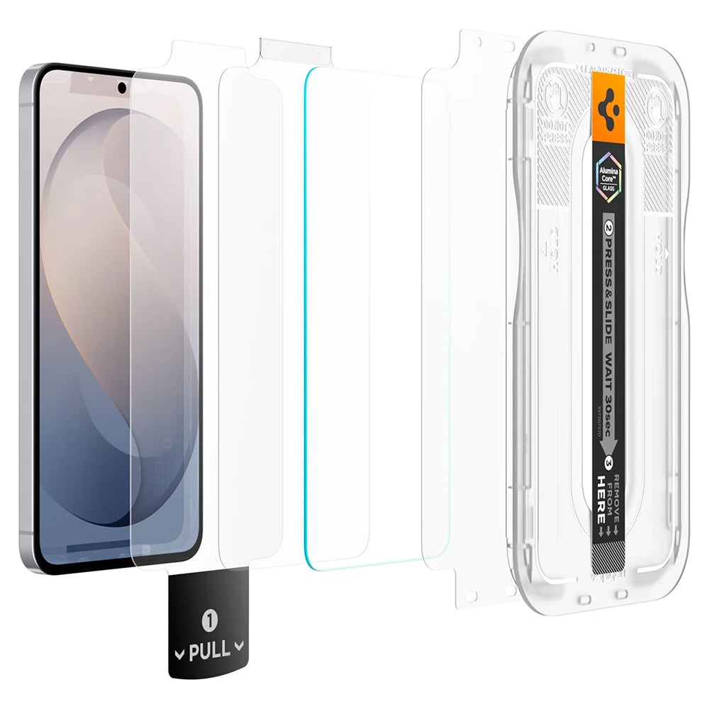 Spigen GlastR EZ FIT Pro HD schermbeschermfolie voor Samsung Galaxy S26 FE S741, gehard glas, full glue, set van 2 stuks AGL11811