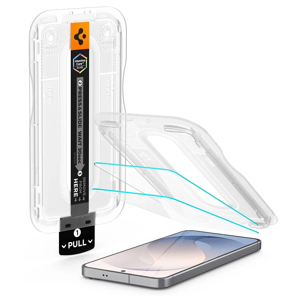 Spigen GlastR EZ FIT Pro HD schermbeschermfolie voor Samsung Galaxy S26 FE S741, gehard glas, full glue, set van 2 stuks AGL11811